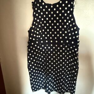 J. Crew Navy Dress with Cream Polka Dots